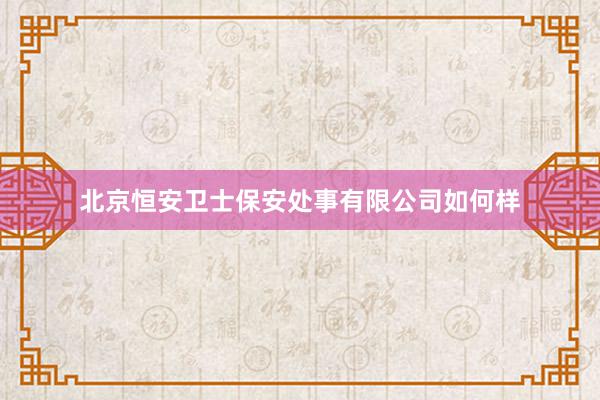 北京恒安卫士保安处事有限公司如何样